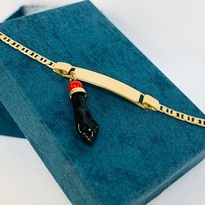 Baby Id Bracelet Azabache Mariner Link Gold Fille… - image 1